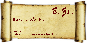 Beke Zsóka névjegykártya